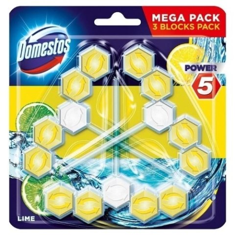 Domestos Power 5 Lime Kostki Zawieszki do Toalety WC Cytrynowe 3x55g Domestos Power 5 Lime Kostki Zawieszki do Toalety WC Cytrynowe 3x55g