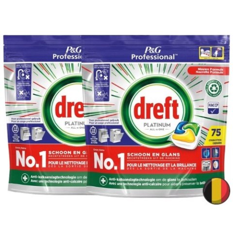Dreft Platinum Lemon Tabletki do Zmywarki 2x75 szt = 150 szt (Belgia)