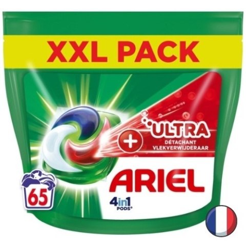 Ariel 3w1 Ultra Extra Clean Power Uniwersalne Kapsułki do Prania z Odplamiaczem 65 szt. (Francja)