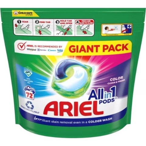 Ariel All in 1 Color Kapsułki do Prania Koloru Mega Paka 72 szt. Ariel All in 1 Color Kapsułki do Prania Koloru Mega Paka 72 szt.