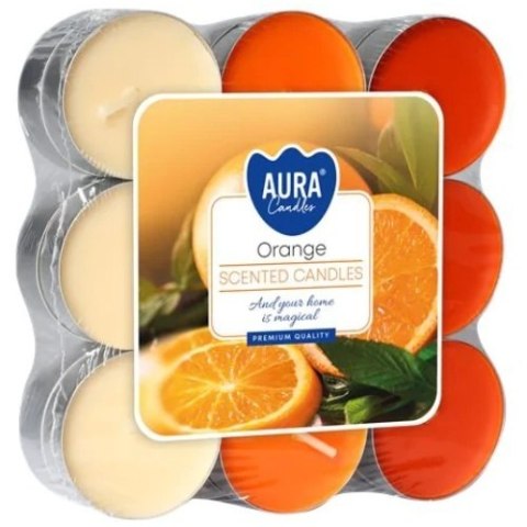Bispol Aura Podgrzewacz Tealight Zapachowy Świeczki Orange Pomarańcza 18 szt.