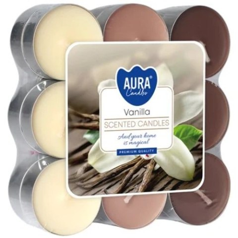 Bispol Aura Podgrzewacz Tealight Zapachowy Świeczki Wanilia 18 szt.