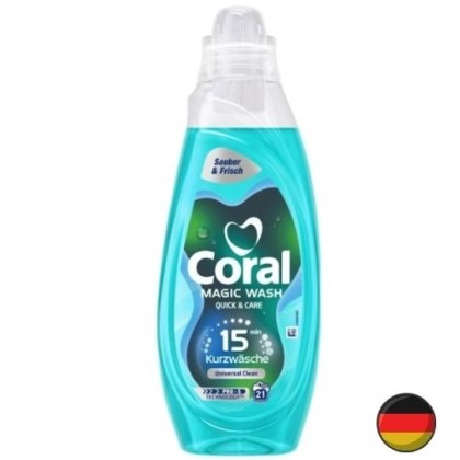 Coral Magic Wash Uniwersalny Żel do Prania Cykli 15 minut 21 prań (Niemcy)