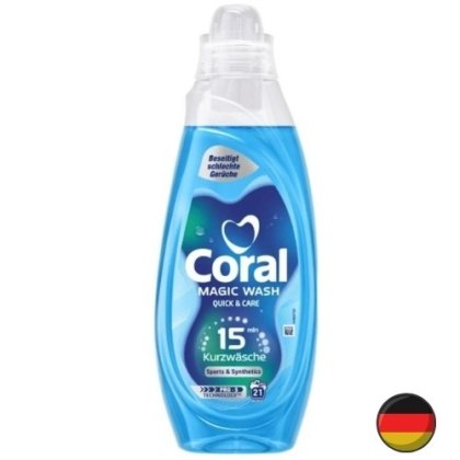 Coral Magic Wash Żel do Prania Odzieży Sportowej i Syntetycznej do Krótkich Cykli 15 minut 21 prań (Niemcy)