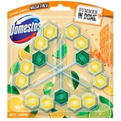 Domestos Power 5 Summer in Rome Juicy Lemons Cytrusowa Kostki Zawieszki do Toalety WC 3x55g