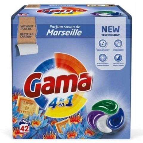 Gama 4w1 Marseille Uniwersalne Kapsułki do Prania z Mydłem Marsylskim 42 szt.