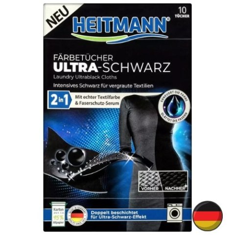 Heitmann Chusteczki do Prania Czarnego Przywracające Czerń 10 szt. (Niemcy)