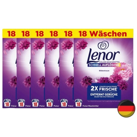 Lenor Amethyst Duży Proszek do Prania Kolorowego 108 prań (Niemcy)