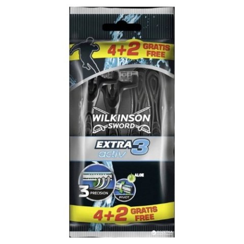 Wilkinson Extra 3 Activ Maszynki Jednorazowe 6 szt. (Niemcy) Wilkinson Extra 3 Activ Maszynki Jednorazowe 6 szt. (Niemcy)